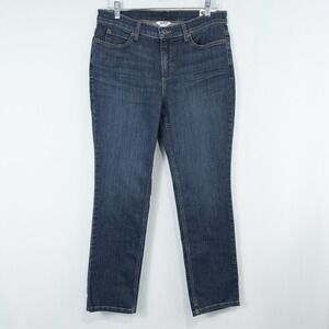 Duluth Trading Co Daily Denim Slim Leg Jeans Womens 10x29* Dark Wash Mid Rise